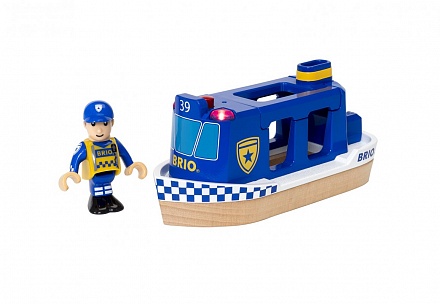 Полицейский катер деревянный с фигуркой 